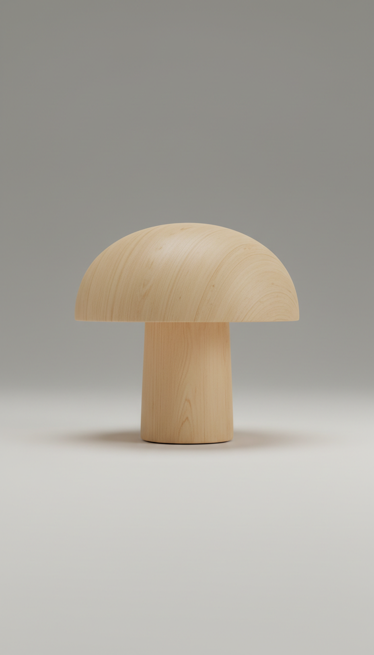 Sculptural Mushroom Lamp in Blonde Birch