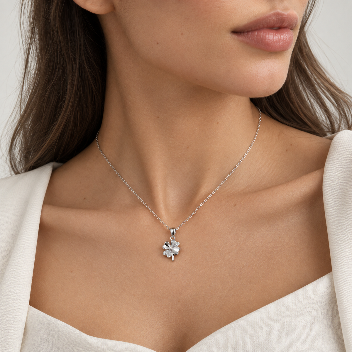 925 Sterling Silver Four-Leaf Clover Necklace