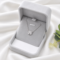 925 Sterling Silver Pavé Four-Leaf Clover Necklace