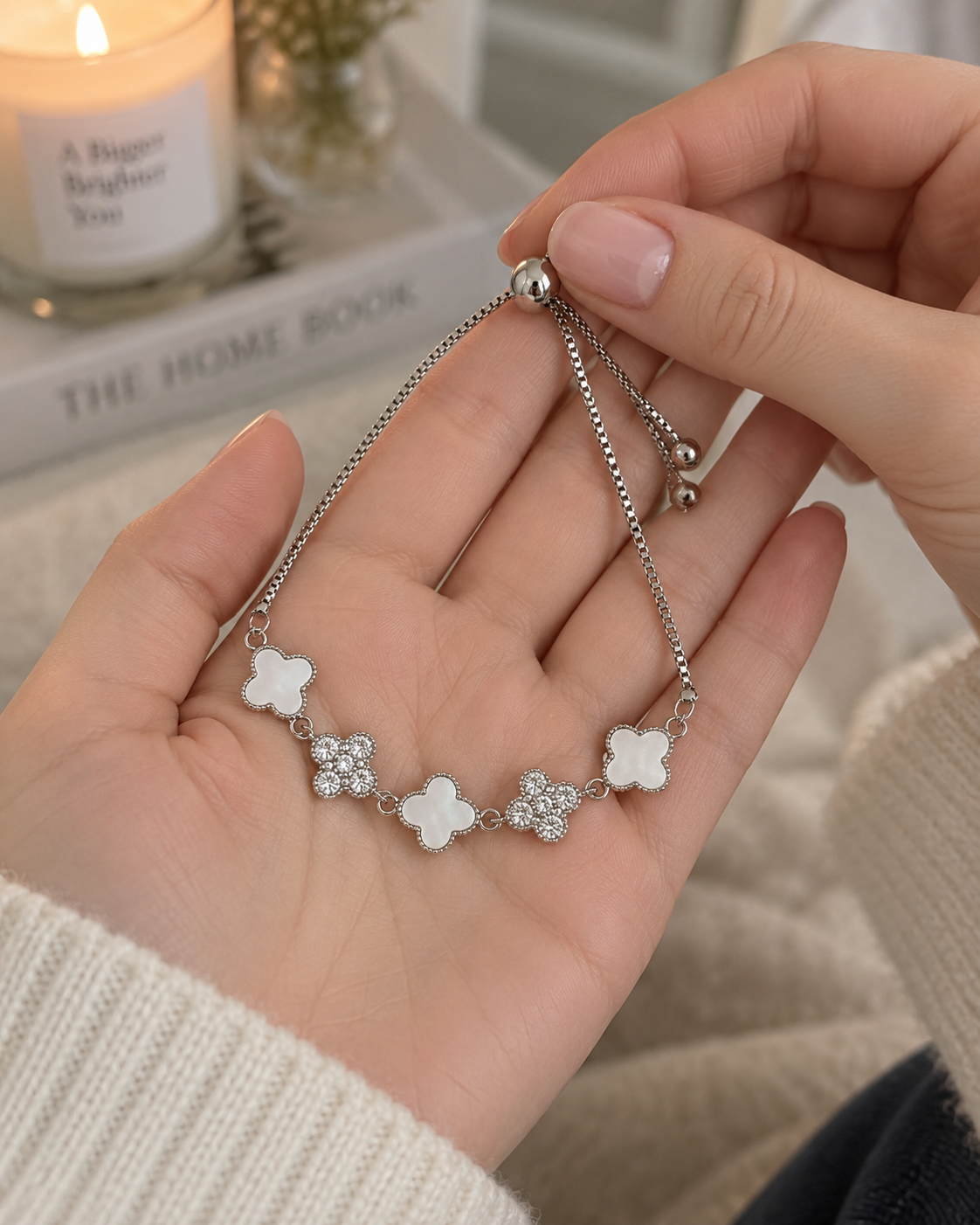 Pearlescent Clover Bracelet – Silver