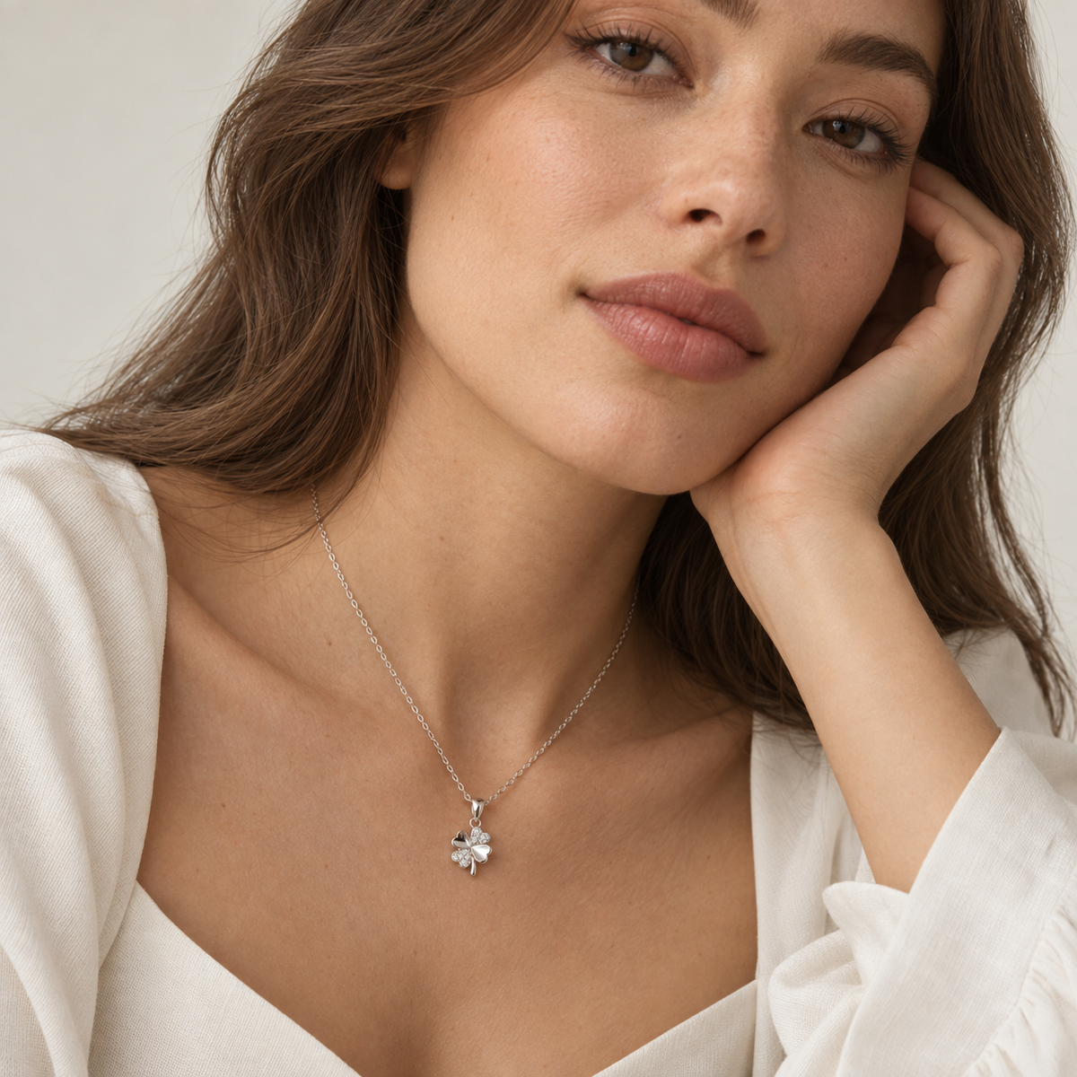 925 Sterling Silver Four-Leaf Clover Necklace