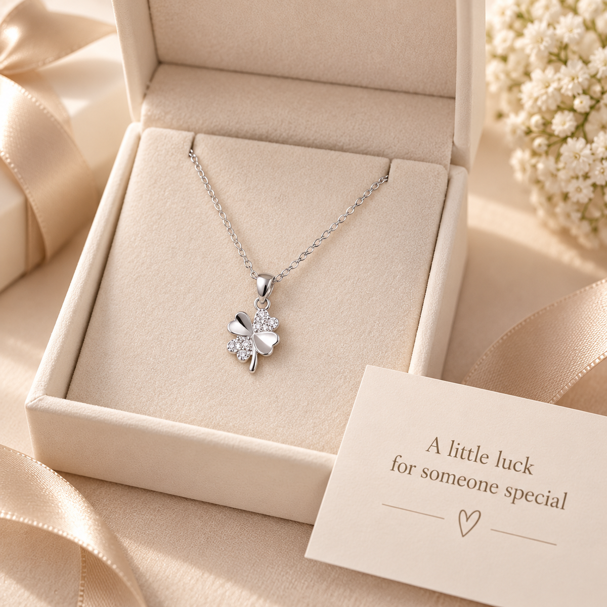 925 Sterling Silver Four-Leaf Clover Necklace